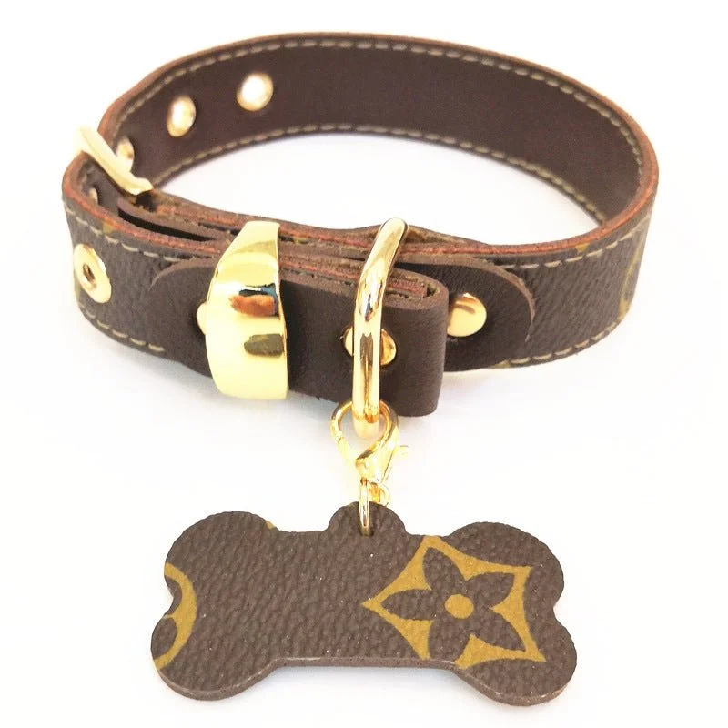 LV, Louis Vuitton inspired Dog Collar!!!!  Collier chien, Simili cuir,  Bijoux uniques