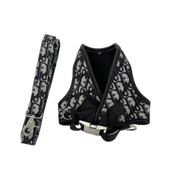 Laisse et Harnais Dior Noir et Blanc pour Chiens - Élégance Contrastée - 2025 - Vêtement et accessoires pour chiens - Doglovedesign