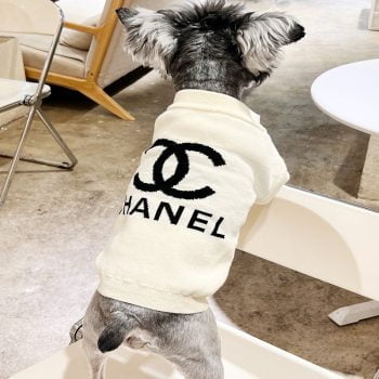 Pull en laine pour petits chiens logo CC Chanel | 2024