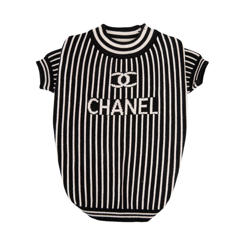 Pull chic noir et blanc pour petit chien | Inspiré Chanel | 2024