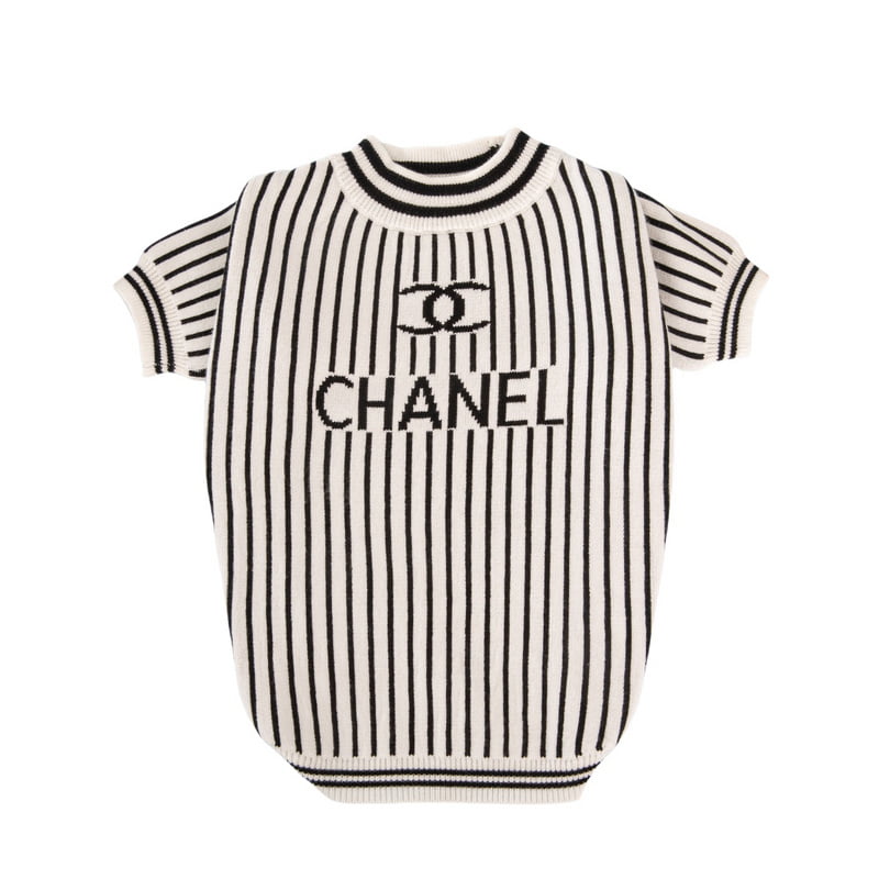 Pull chic noir et blanc pour petit chien | Inspiré Chanel | 2024