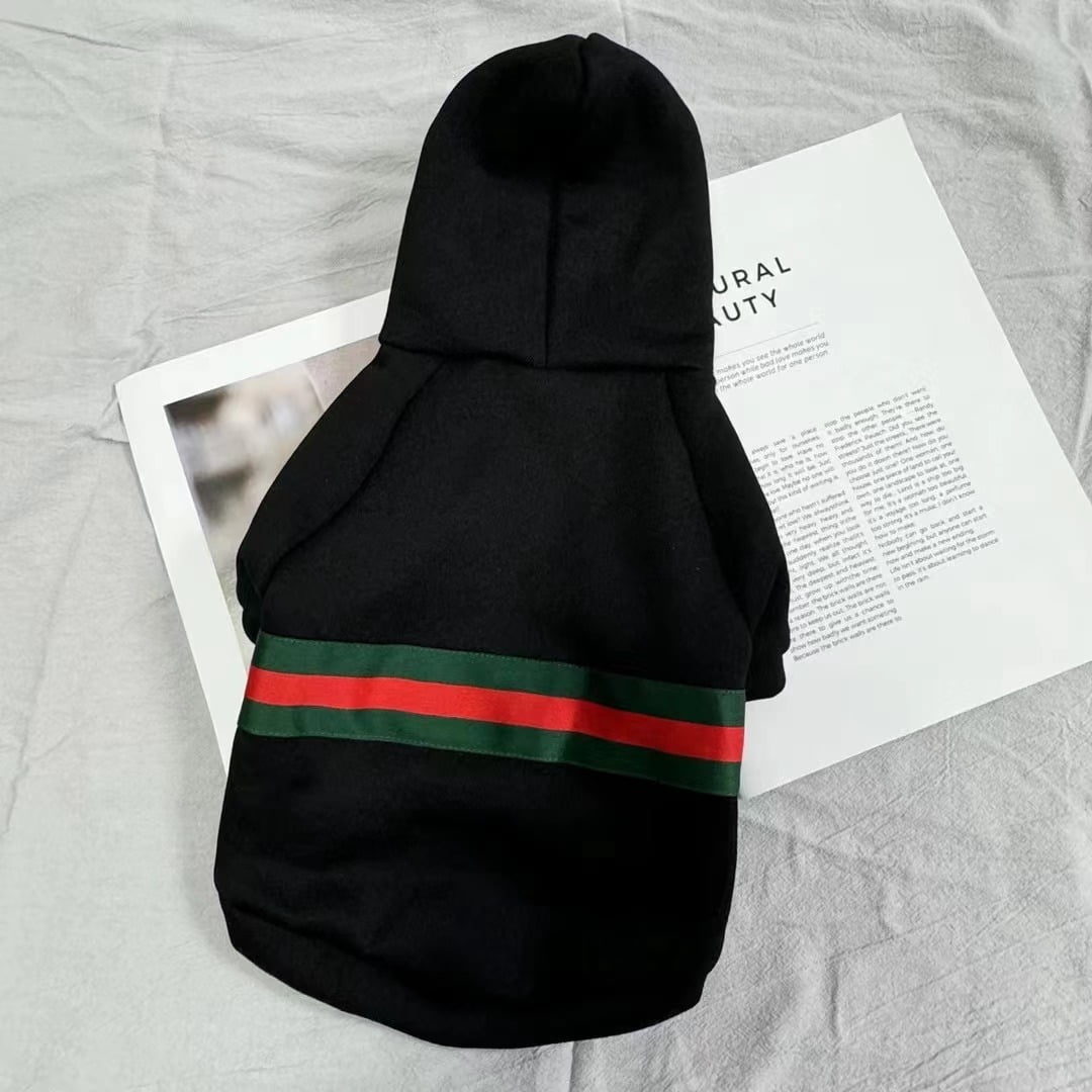 Hoodie noir de luxe pour petits chiens | Inspiration Gucci | 2024