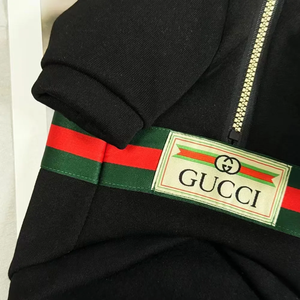 Hoodie noir de luxe pour petits chiens | Inspiration Gucci